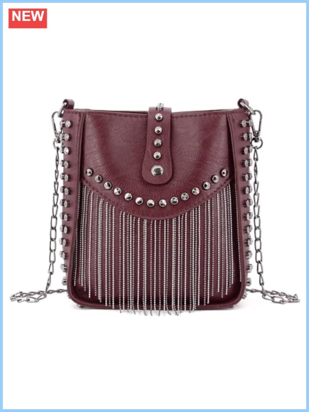 Womens PU Leather Shoulder Bag Large Tote Hobo Tassel Chain Crossbody Purse